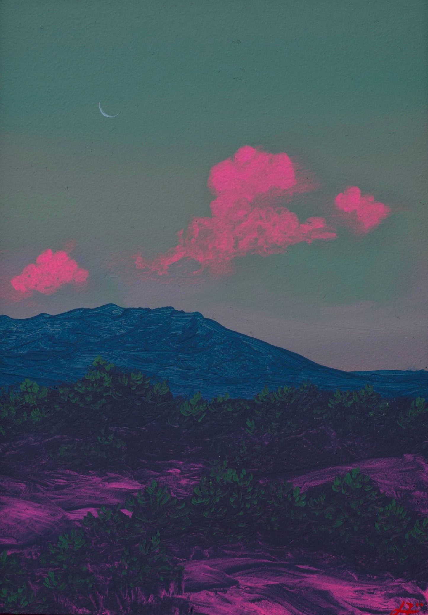 Ortiz Miniature Series 2, No.6 - 5" x 7" Southwest Landscape Painting in Handmade Frame