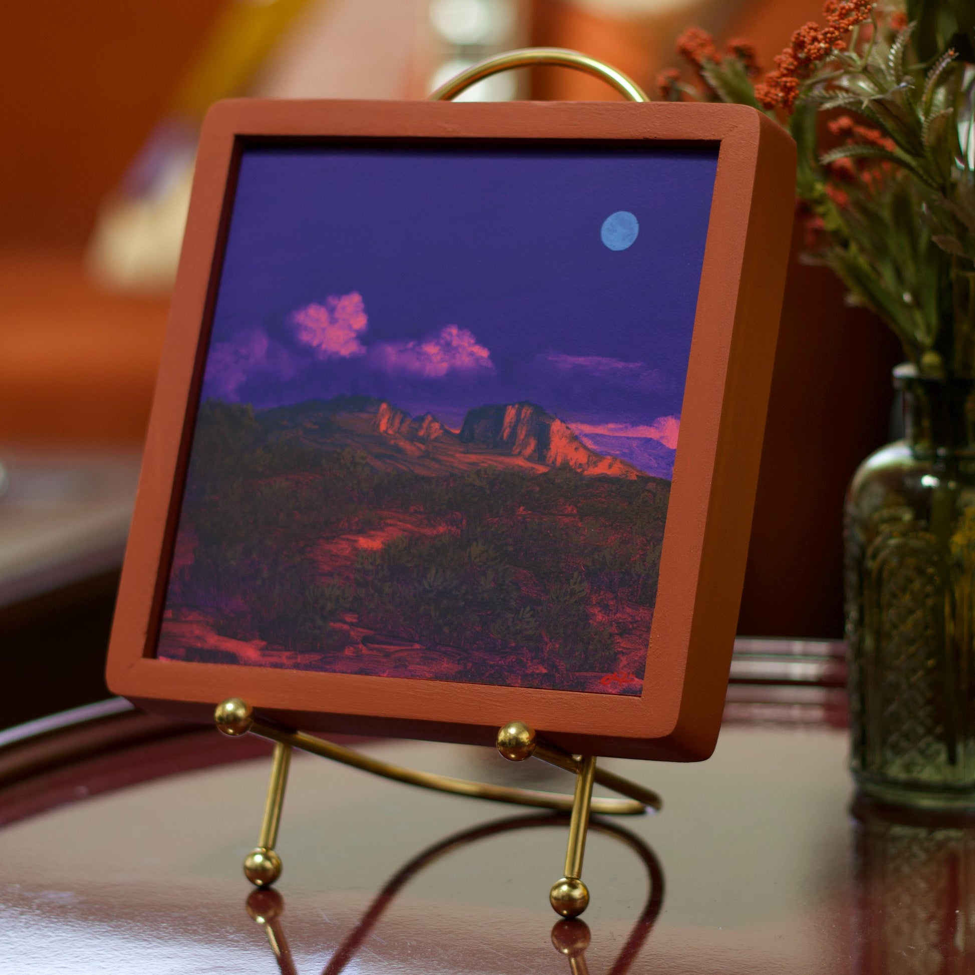 Sedona Miniature No.4 - 6" x 6" Southwest Landscape Painting in Handmade Frame