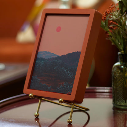 Tesuque Miniature No.7 - 5" x 7" Southwest Landscape Painting in Handmade Frame