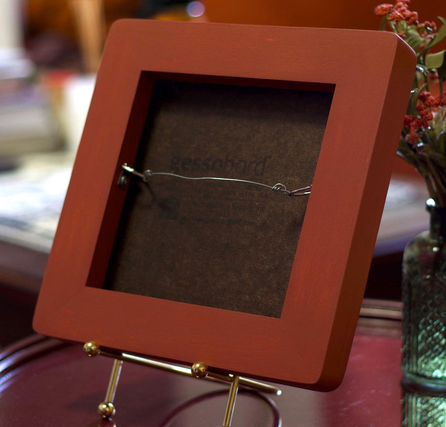 Abiquiú Series 5, No.1 - 8" x 8", Original Southwestern Landscape Painting in Handmade Frame