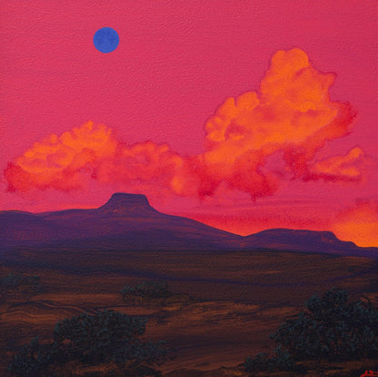 Abiquiú Series 5, No.1 - 8" x 8", Original Southwestern Landscape Painting in Handmade Frame