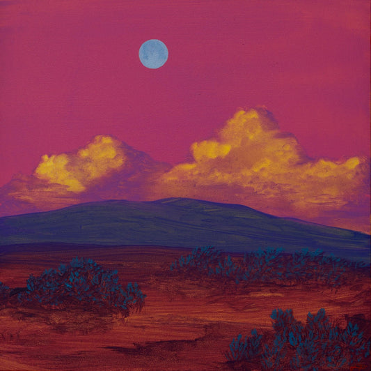 Sangre de Cristo Series 9, No.2 - 8" x 8", Original Southwestern Landscape Painting in Handmade Frame