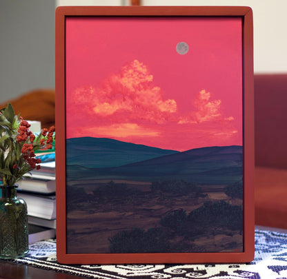 Santa Fe Foothills No.9 - 12" x 16", Original Southwestern Landscape Painting in Handmade Frame