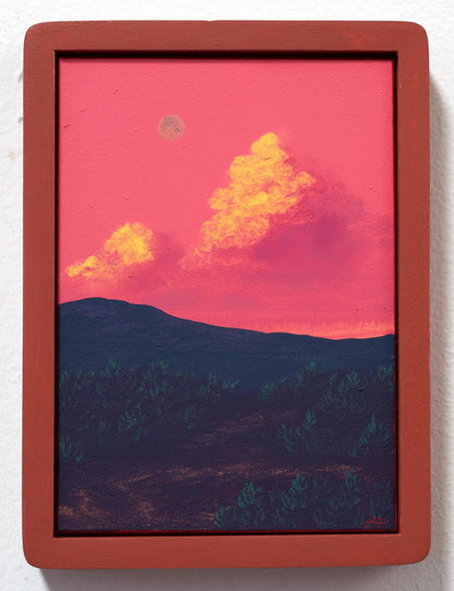Santa Fe Foothills Miniature Series 2, No.1 - 5" x 7" Southwest Landscape Painting in Handmade Frame