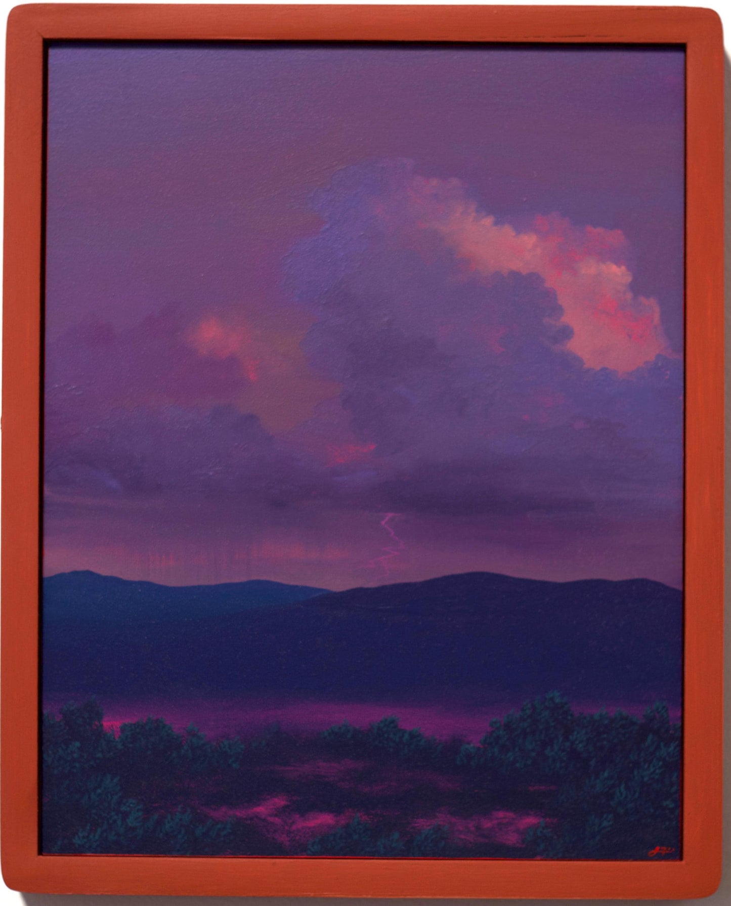 Santa Fe Thunderhead No.1 - 11" x 14", Original Southwestern Landscape Painting in Handmade Frame