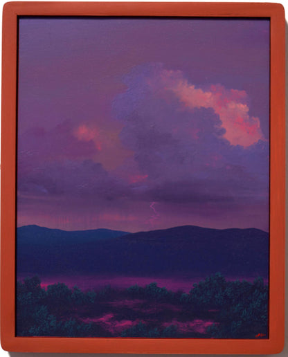 Santa Fe Thunderhead No.1 - 11" x 14", Original Southwestern Landscape Painting in Handmade Frame