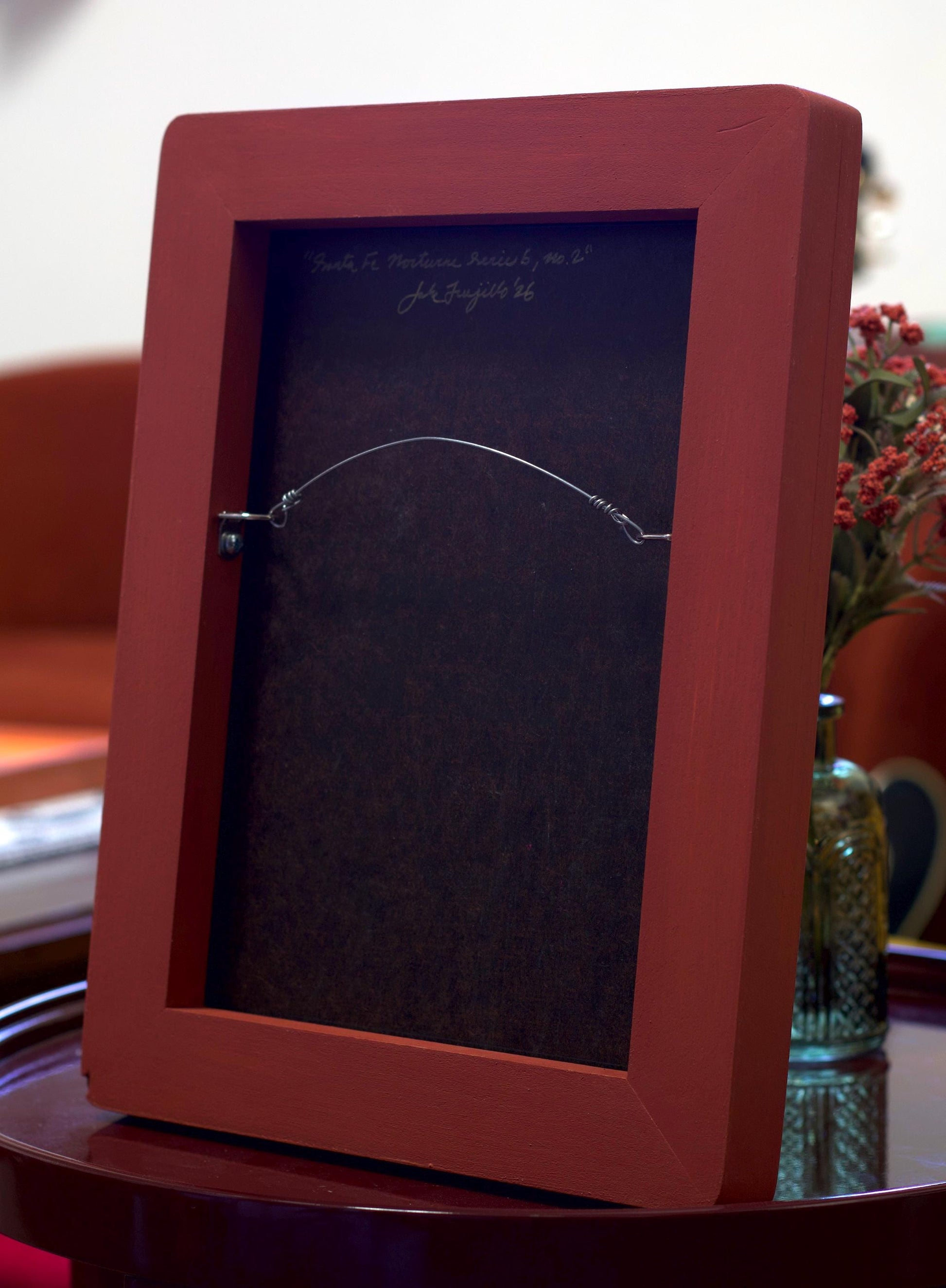 Santa Fe Nocturne Series 6, No.2 - 9" x 12", Original Southwestern Painting in Handmade Frame