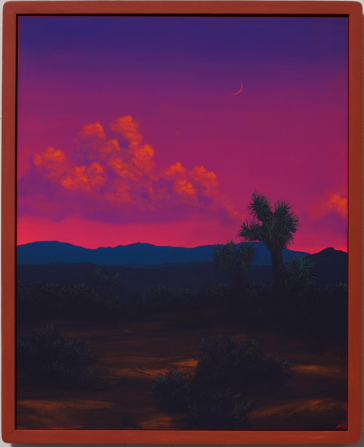 Joshua Tree No.3 - 16" x 20", Original Southwestern Landscape Painting in Handmade Frame