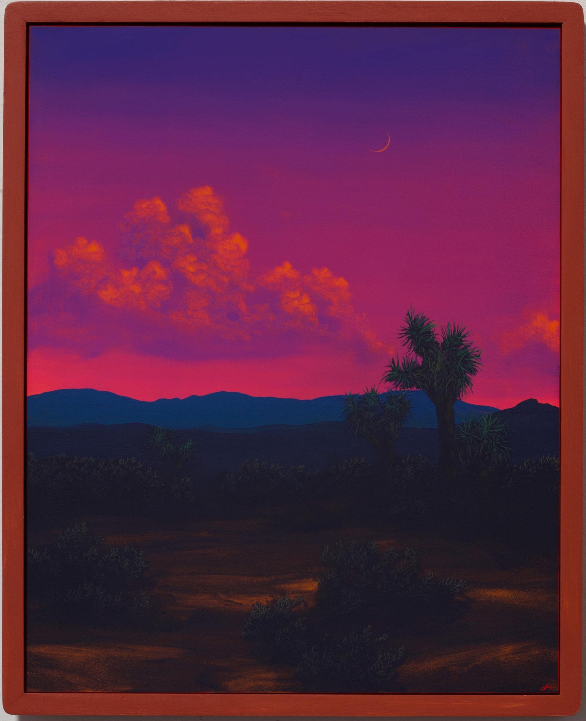 Joshua Tree No.3 - 16" x 20", Original Southwestern Landscape Painting in Handmade Frame