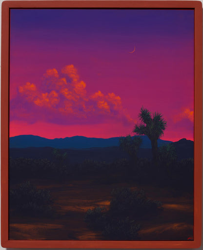 Joshua Tree No.3 - 16" x 20", Original Southwestern Landscape Painting in Handmade Frame