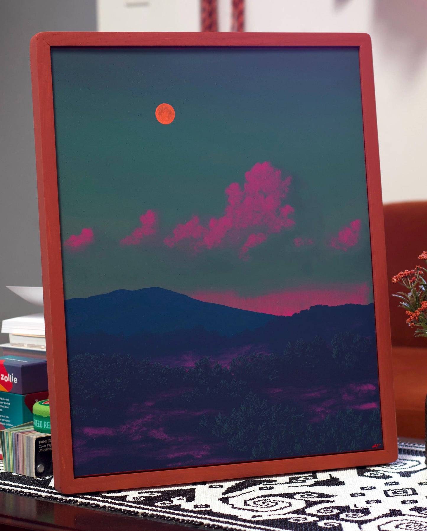 Santa Fe Foothills No.11 - 16" x 20", Original Southwestern Landscape Painting in Handmade Frame