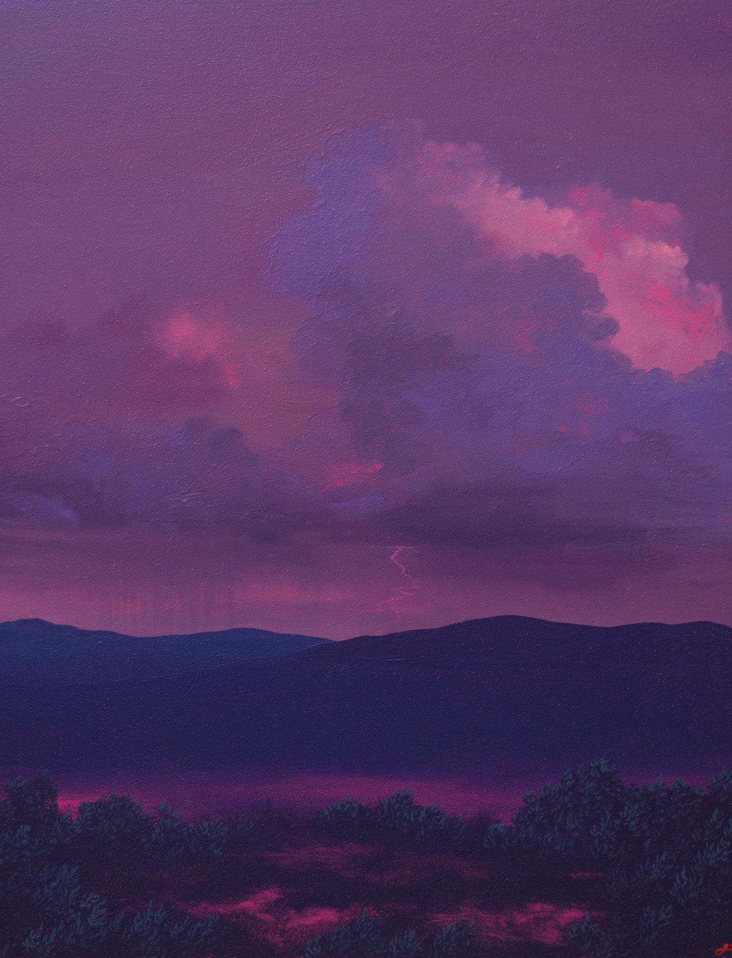 Santa Fe Thunderhead No.1 - 11" x 14", Original Southwestern Landscape Painting in Handmade Frame