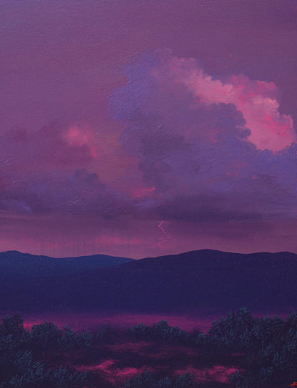 Santa Fe Thunderhead No.1 - 11" x 14", Original Southwestern Landscape Painting in Handmade Frame