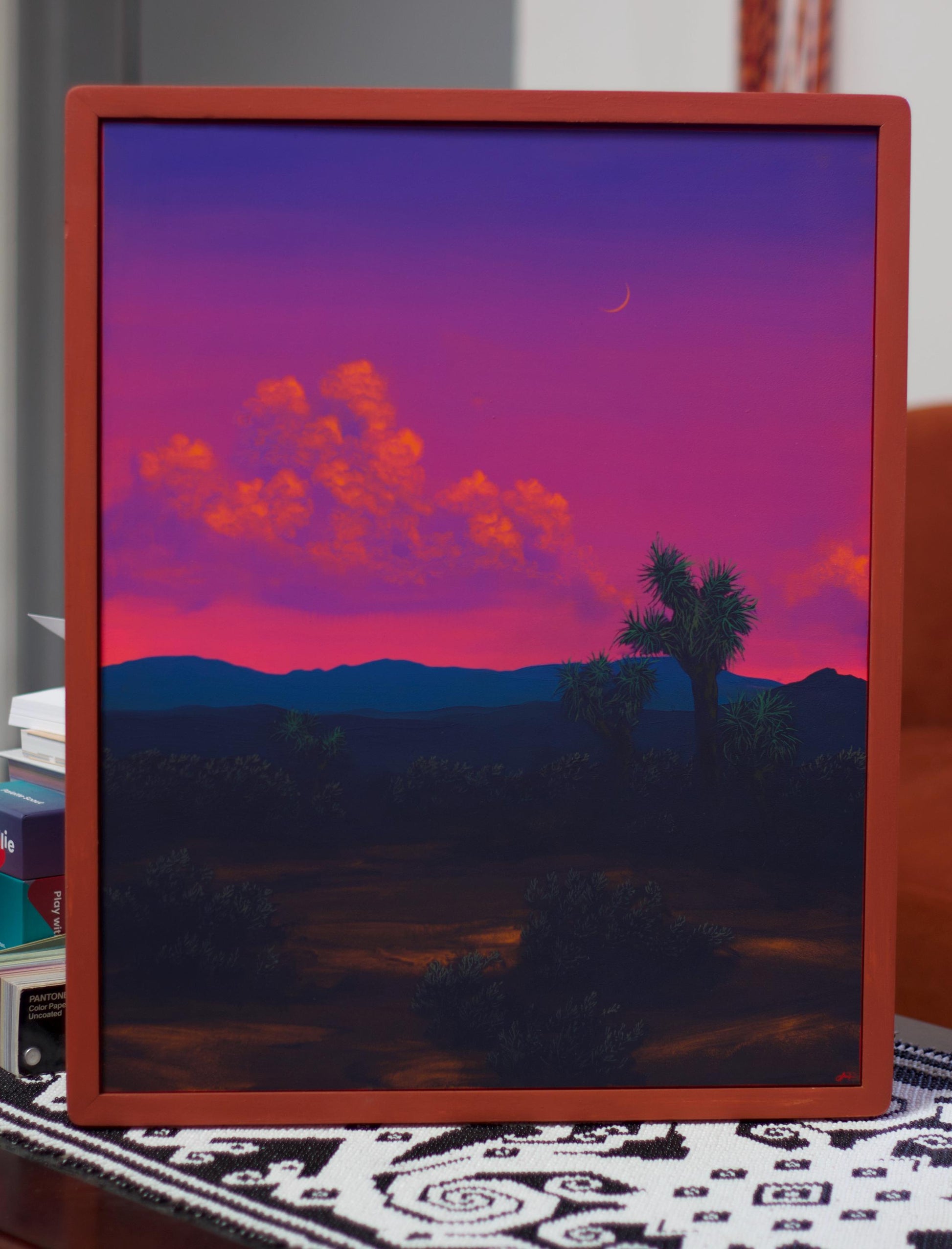 Joshua Tree No.3 - 16" x 20", Original Southwestern Landscape Painting in Handmade Frame