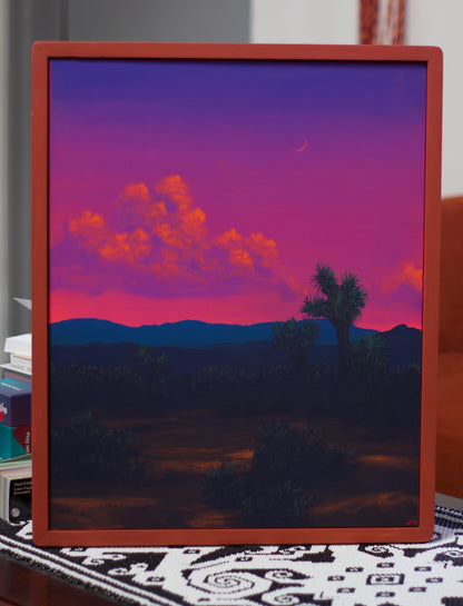 Joshua Tree No.3 - 16" x 20", Original Southwestern Landscape Painting in Handmade Frame