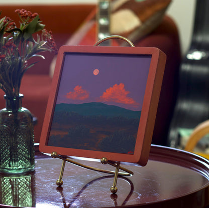 Santa Fe Foothills Mini Series 2, No.4 - 6" x 6" Southwest Landscape Painting in Handmade Frame