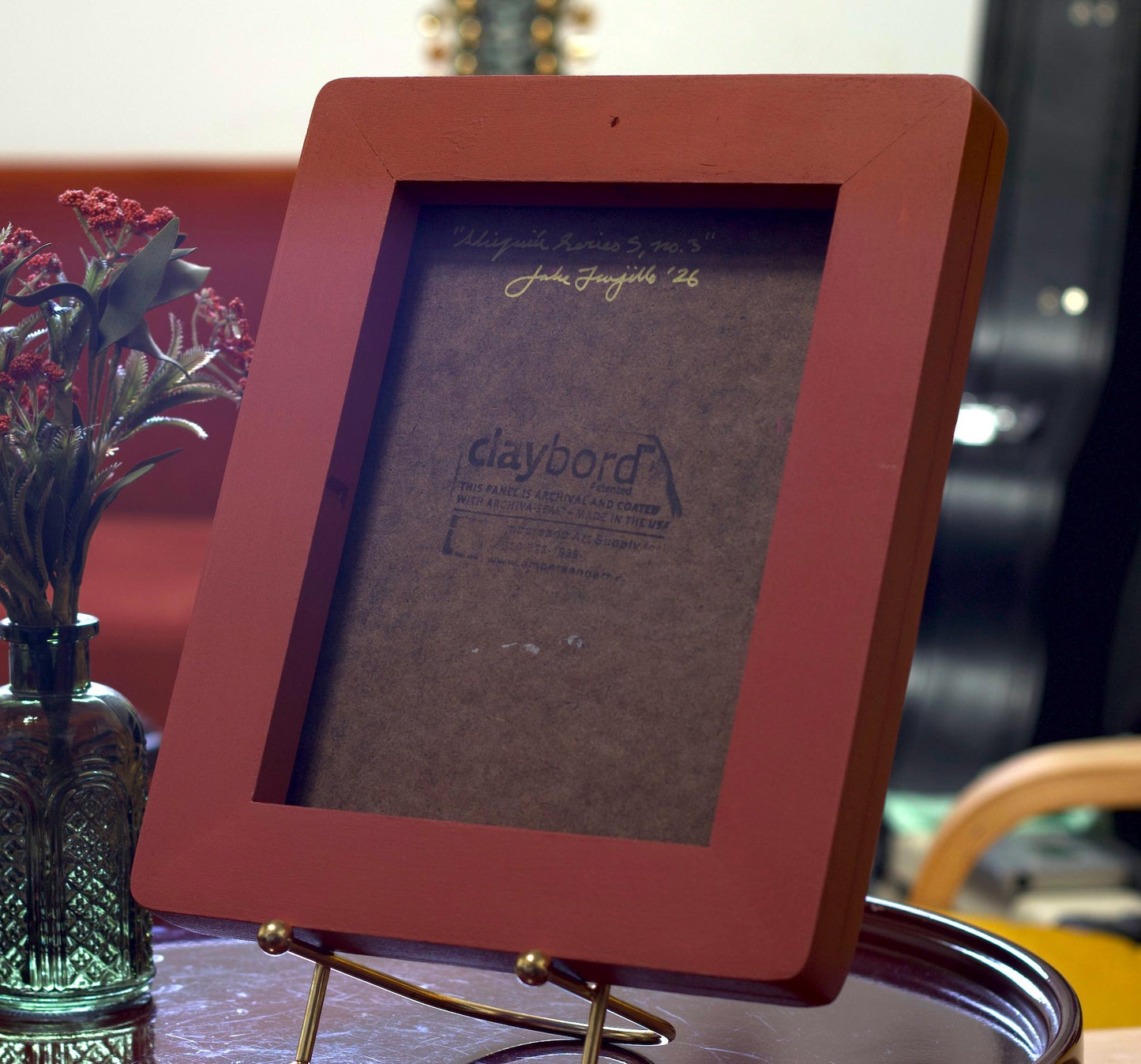 Abiquiú Series 5, No.3 - 8" x 10", Original Southwestern Landscape Painting in Handmade Frame