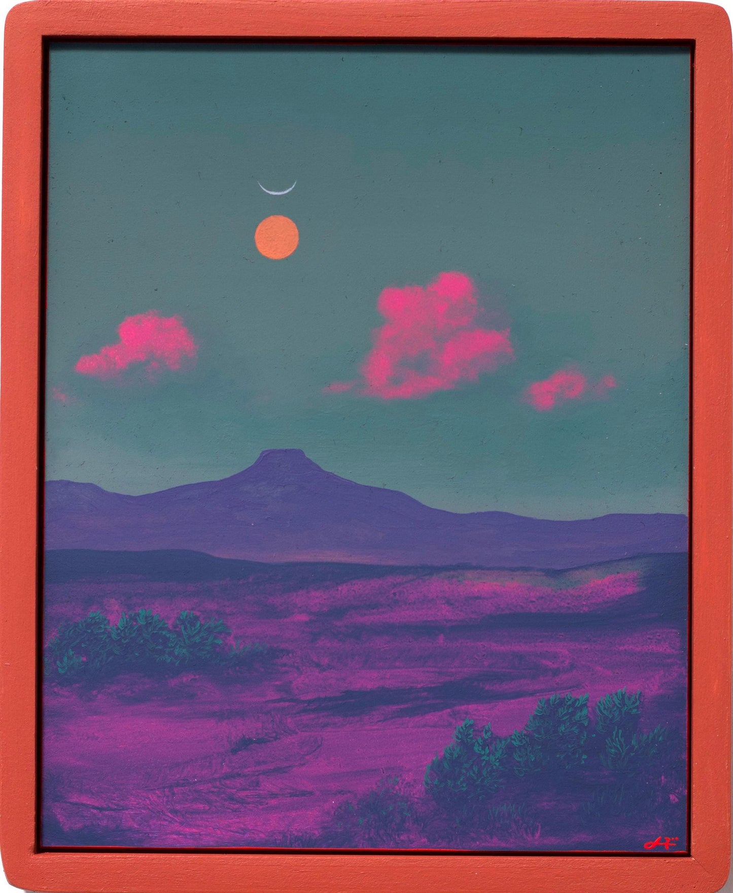 Abiquiú Series 5, No.3 - 8" x 10", Original Southwestern Landscape Painting in Handmade Frame