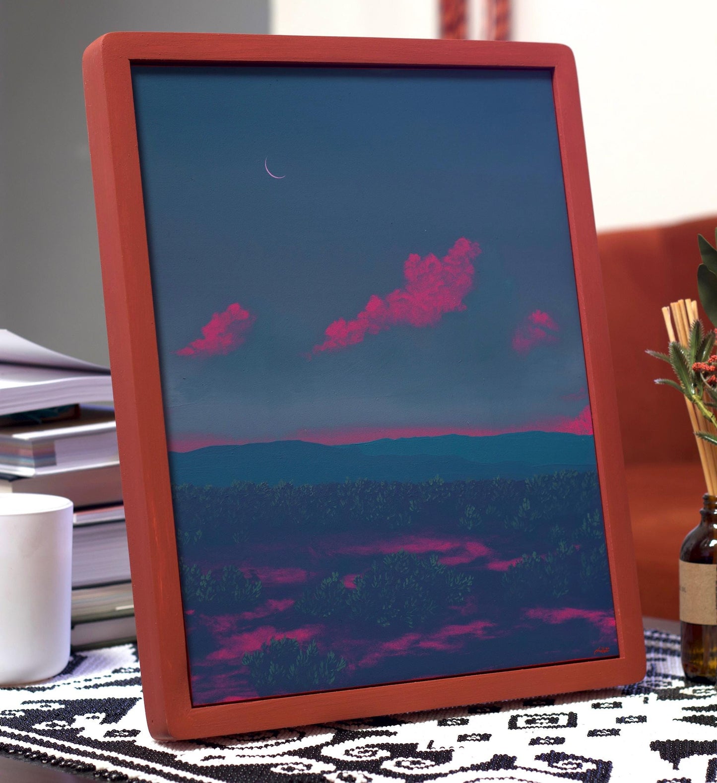 Jemez Series 8, No.3 - 11" x 14", Original Southwestern Landscape Painting in Handmade Frame