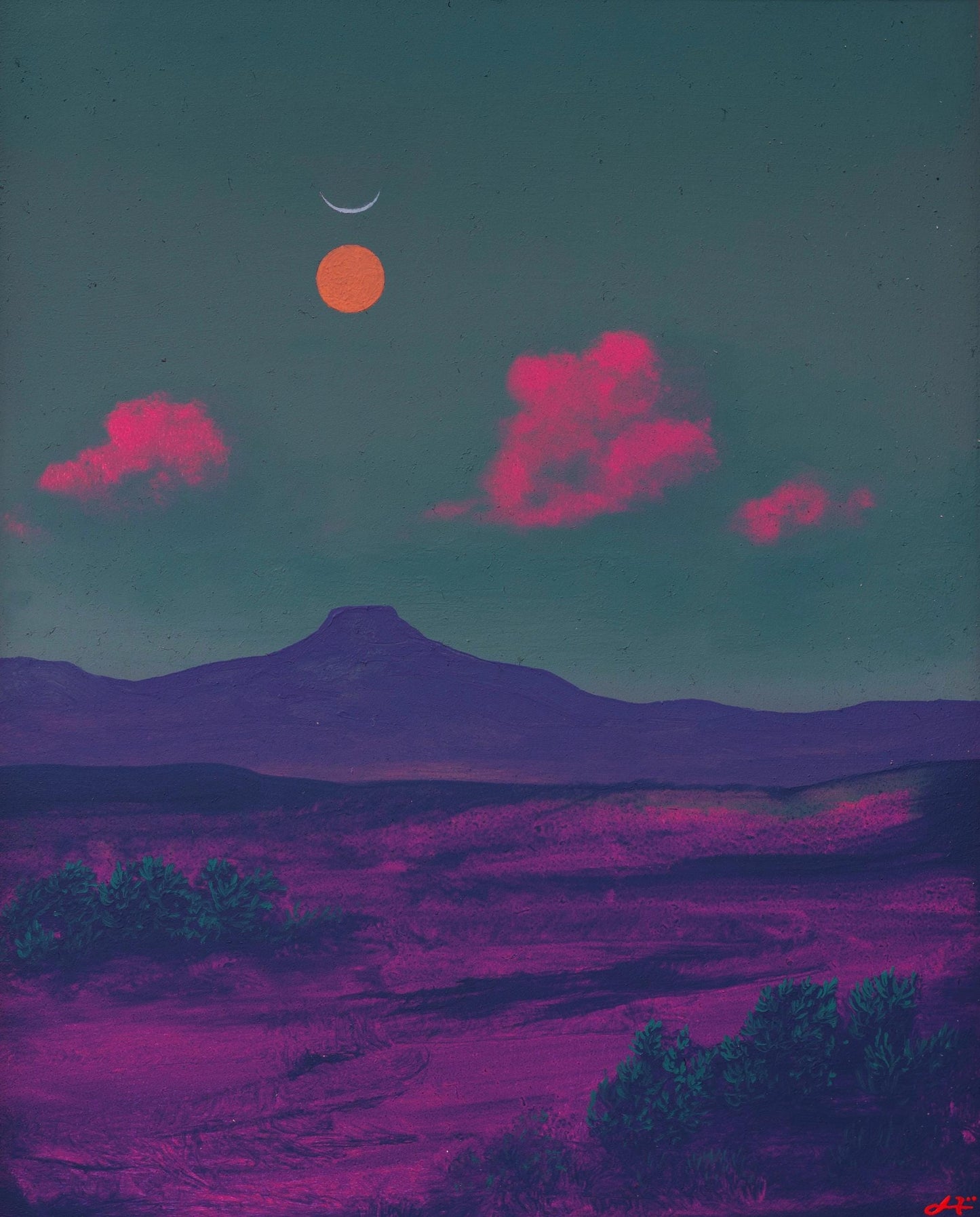 Abiquiú Series 5, No.3 - 8" x 10", Original Southwestern Landscape Painting in Handmade Frame