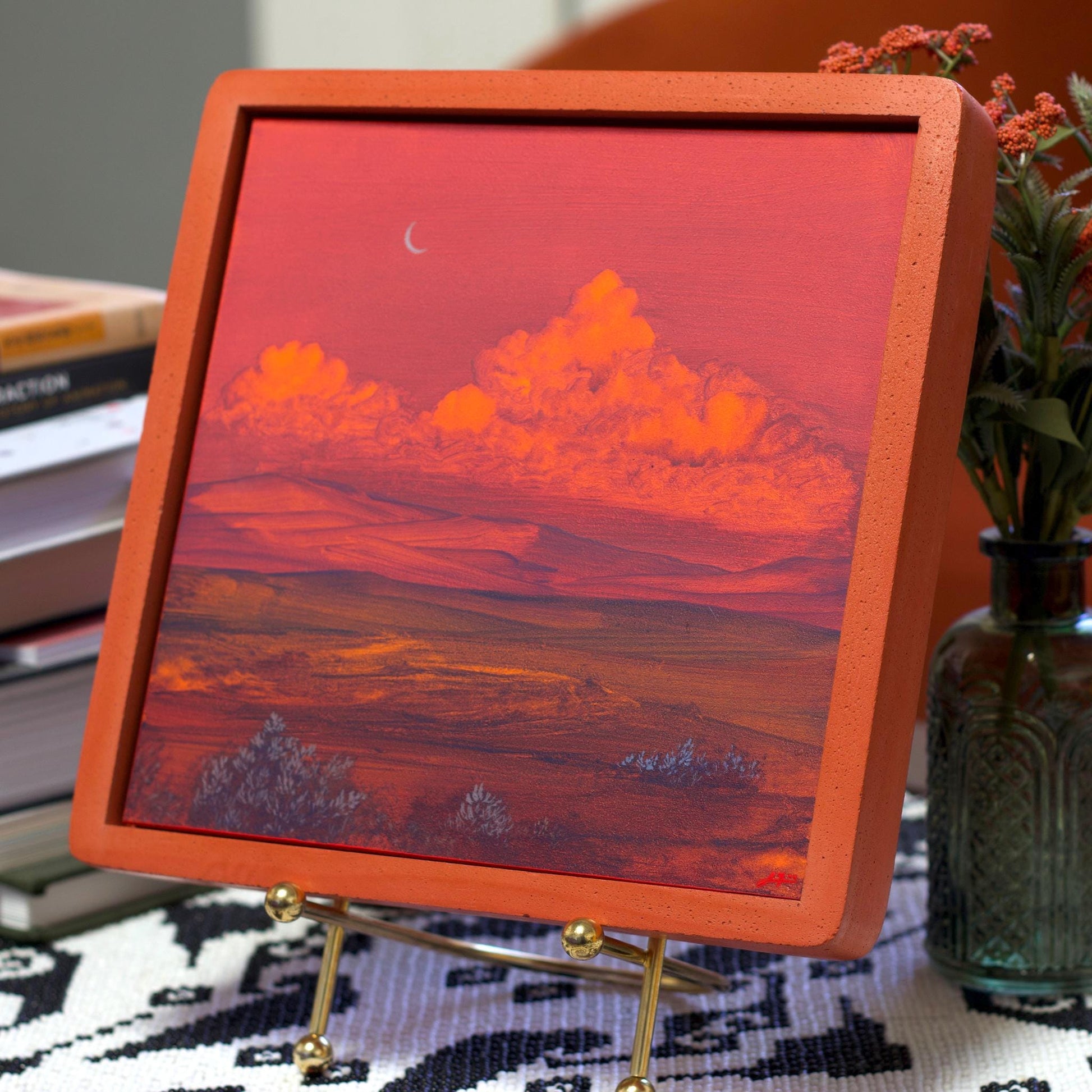 Chimayó Series 3, No.13 - 8" x 10", Original Southwestern Landscape Painting in Handmade Frame