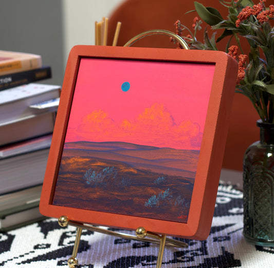 Nambé Badlands Miniature No.8 - 6" x 6" Southwest Landscape Painting in Handmade Frame