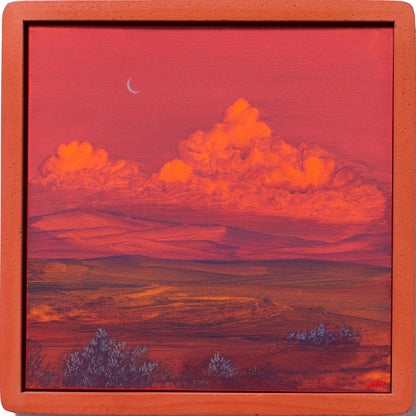Chimayó Series 3, No.13 - 8" x 10", Original Southwestern Landscape Painting in Handmade Frame