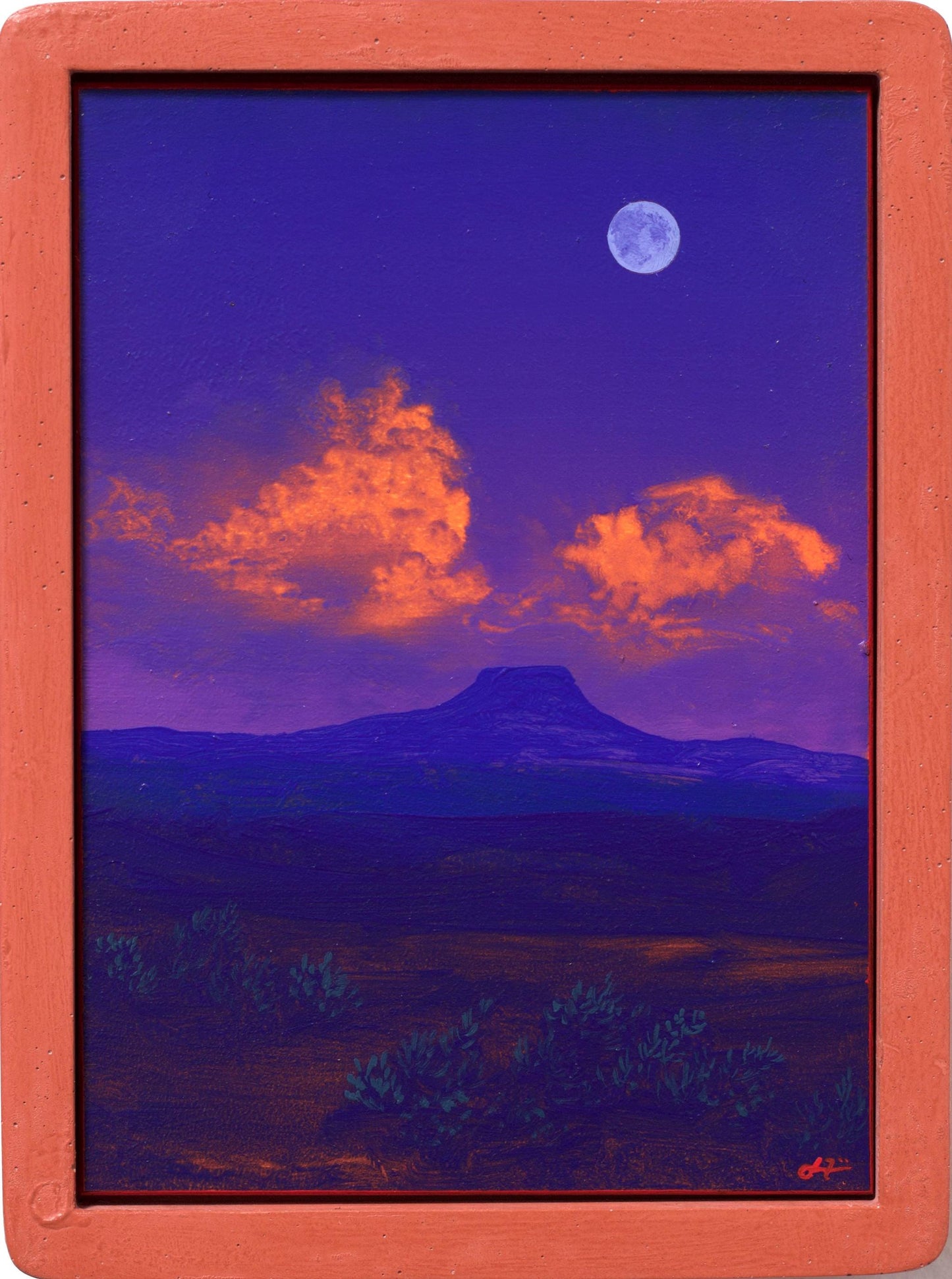 Cerro Pedernal Miniature No.1 - 5" x 7" Southwest Landscape Painting in Handmade Frame