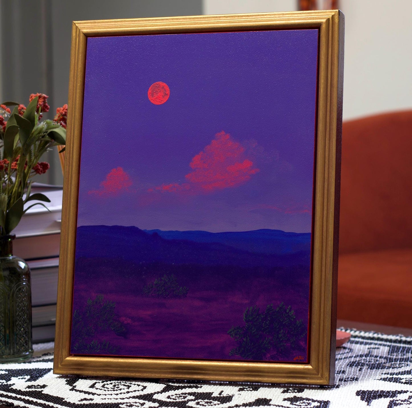 Jemez Series 8, No.6 - 9" x 12", Original Southwestern Landscape Painting in Handmade Frame