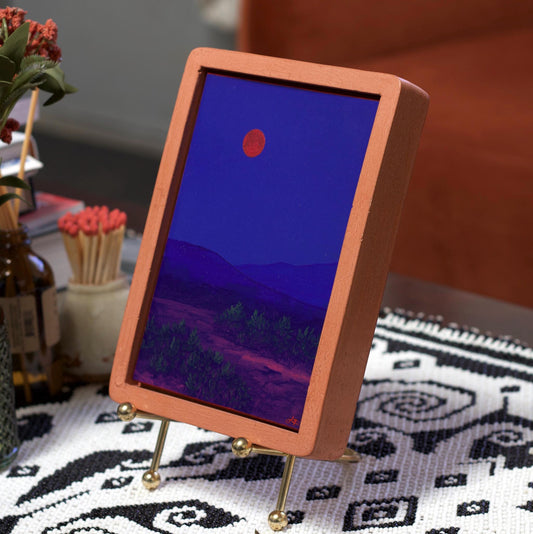 Santa Fe Foothills Miniature Series 2, No.7 - 5" x 7" Southwest Landscape Painting in Handmade Frame