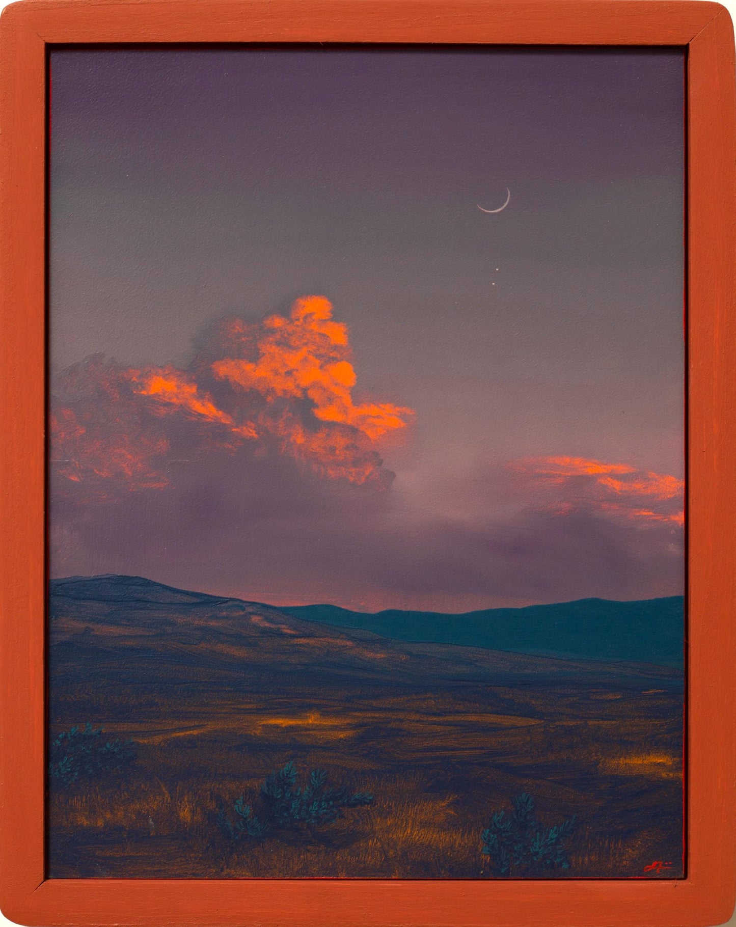 Nambé Badlands No.5 - 9" x 12", Original Southwestern Landscape Painting in Handmade Frame