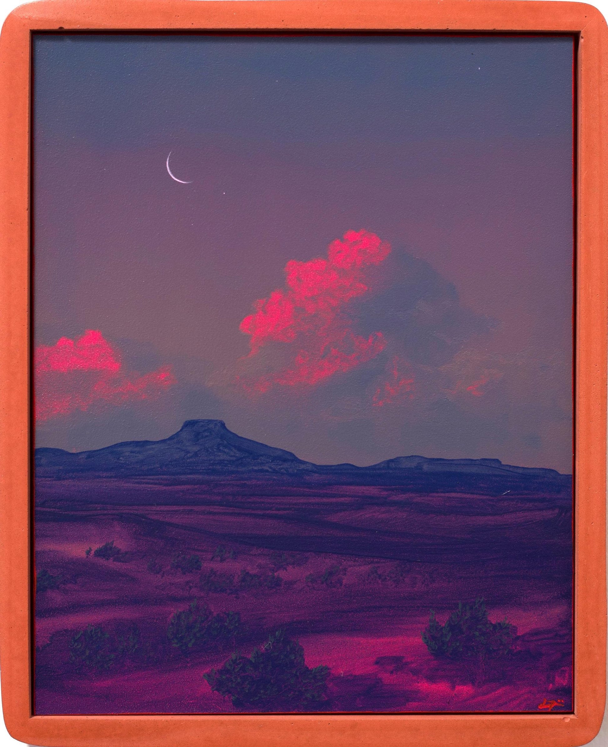 Abiquiú Series 5, No.5 - 8" x 10", Original Southwestern Landscape Painting in Handmade Frame