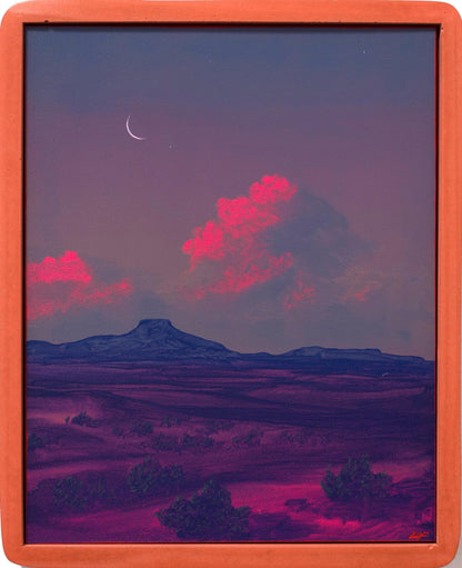Abiquiú Series 5, No.5 - 8" x 10", Original Southwestern Landscape Painting in Handmade Frame