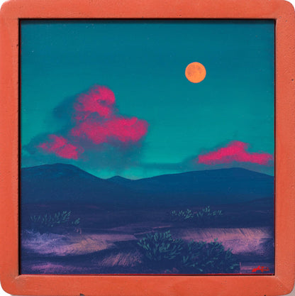 Sangre de Cristo Miniature, April 2026 - 6" x 6" Southwest Landscape Painting in Handmade Frame