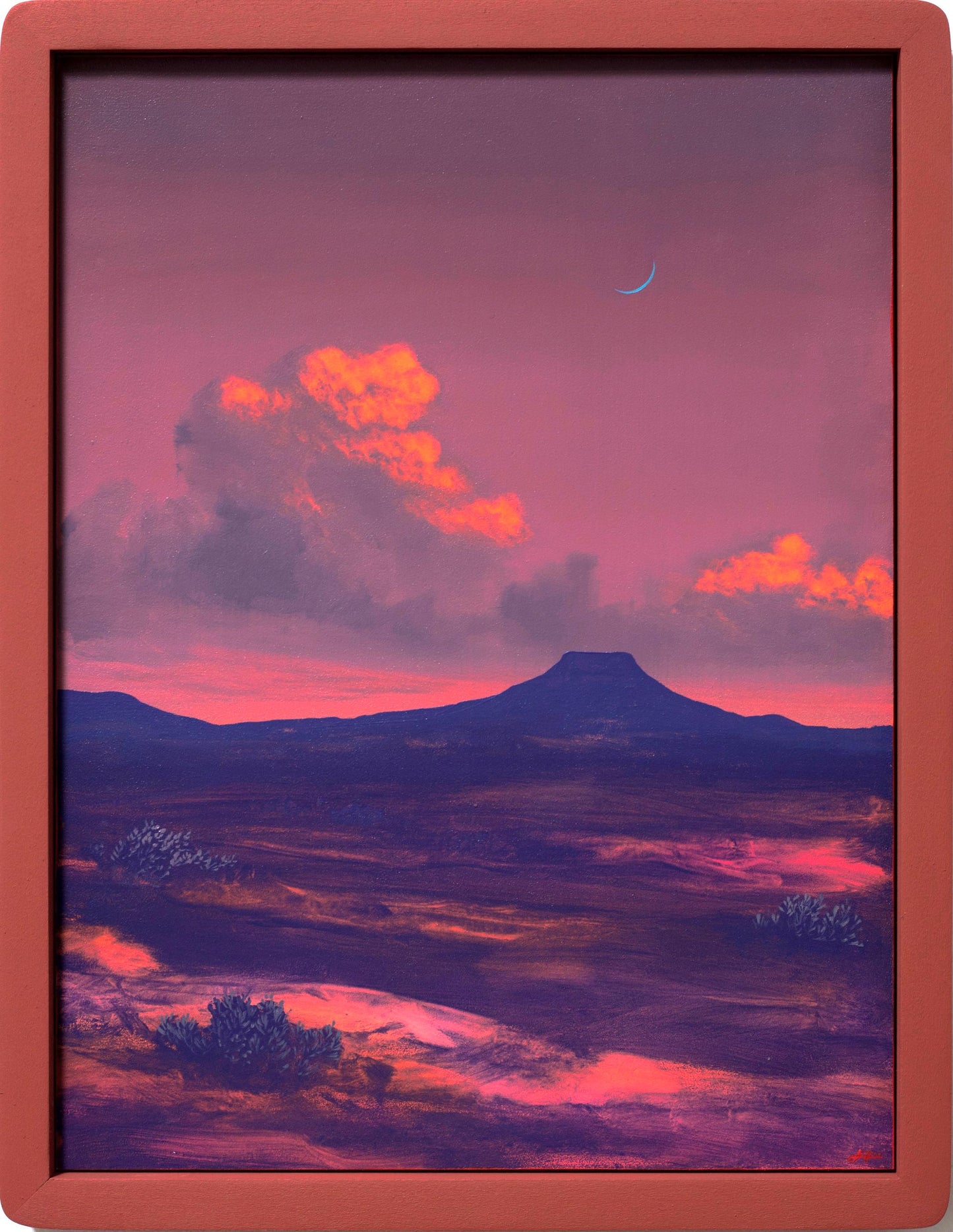 Cerro Pedernal, April 2026 - 12" x 16", Original Southwestern Landscape Painting in Handmade Frame