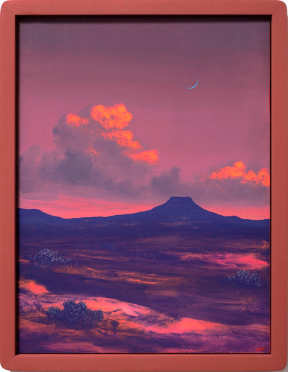Cerro Pedernal, April 2026 - 12" x 16", Original Southwestern Landscape Painting in Handmade Frame