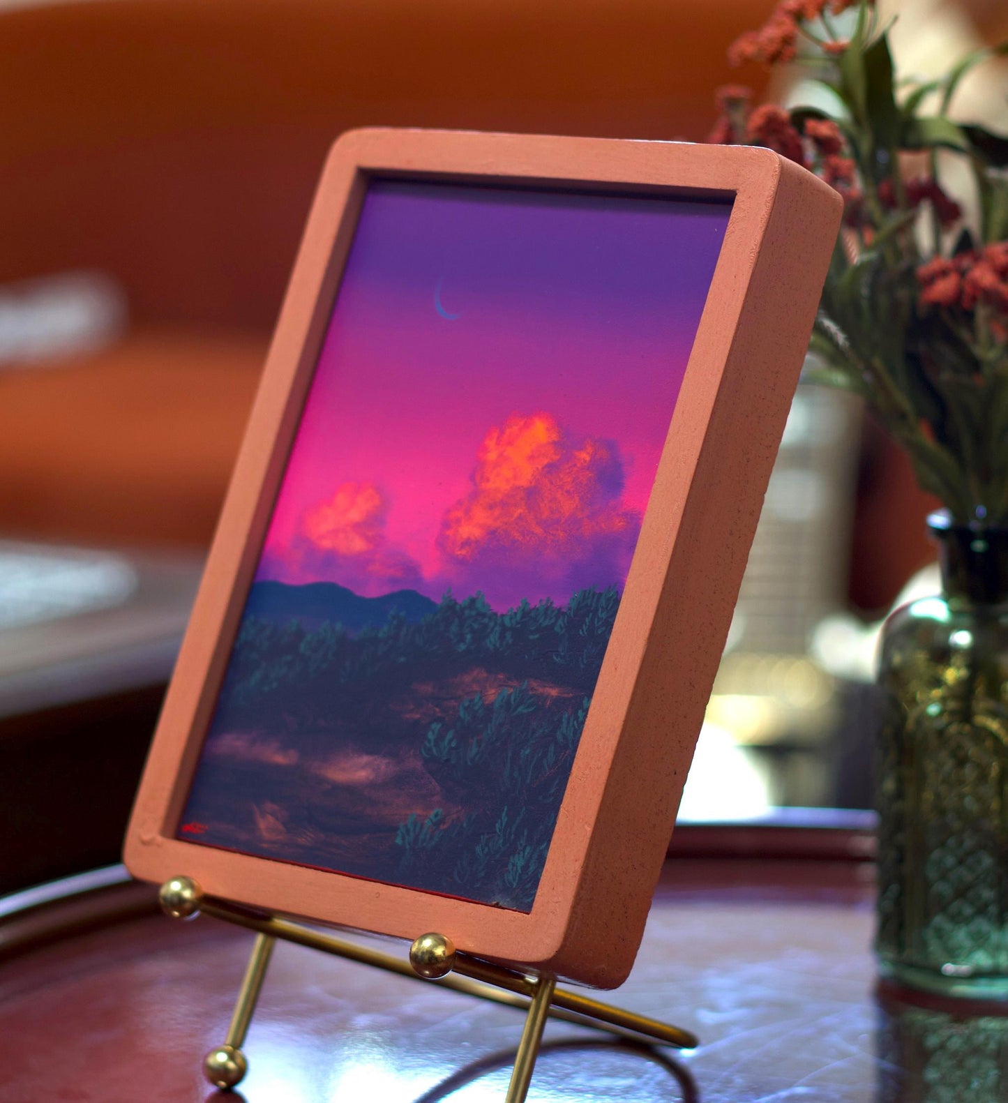 Picacho Peak Miniature, April 2026 - 5" x 7" Southwest Landscape Painting in Handmade Frame