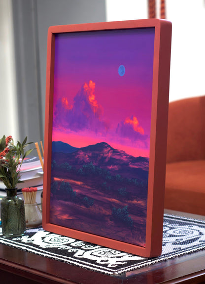 Nambé NM, April 2026 - 16" x 20", Original Southwestern Landscape Painting in Handmade Frame
