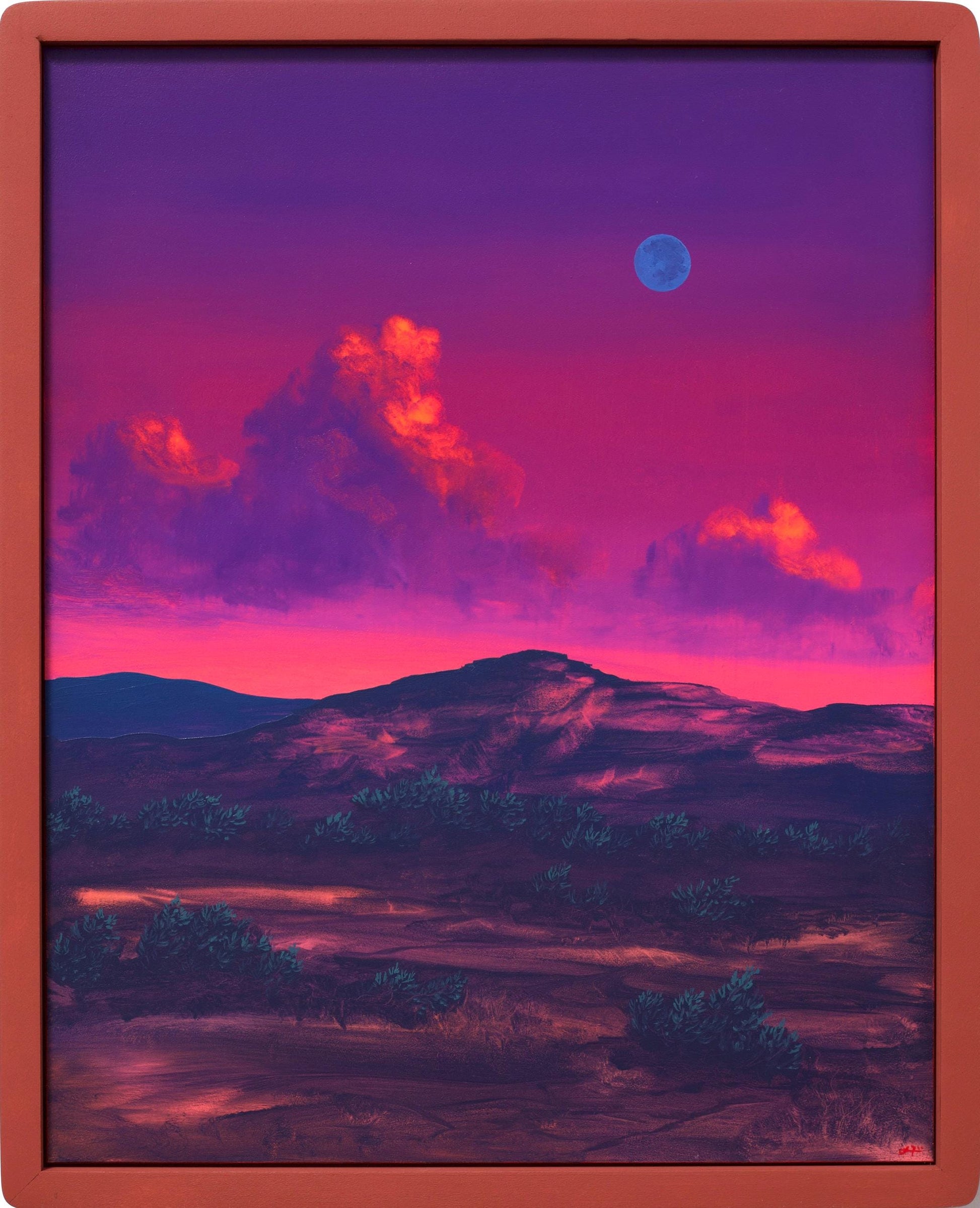 Nambé NM, April 2026 - 16" x 20", Original Southwestern Landscape Painting in Handmade Frame