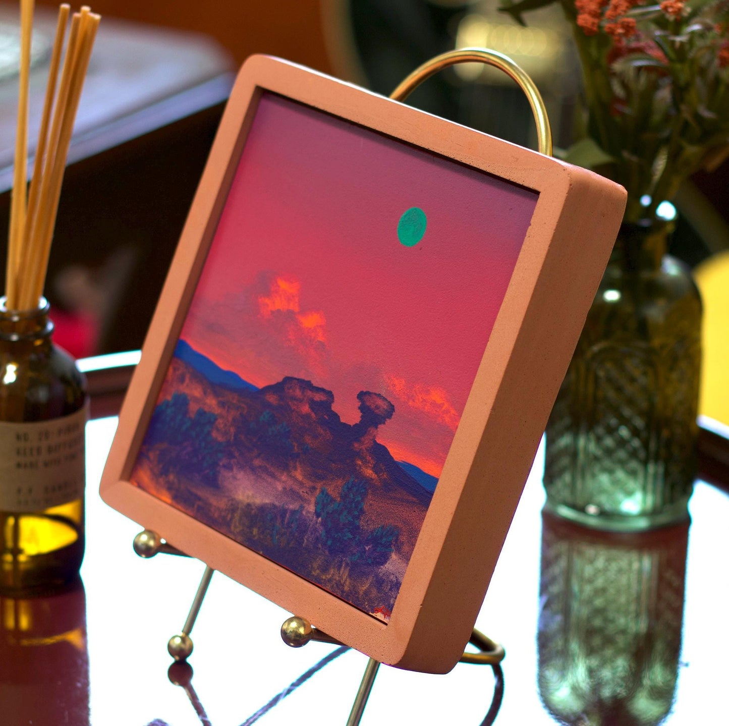 Camel Rock Miniature, April 2026 - 6" x 6" Southwest Landscape Painting in Handmade Frame