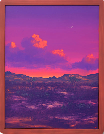 Joshua Tree II, April 2026 - 12" x 16", Original Southwestern Landscape Painting in Handmade Frame