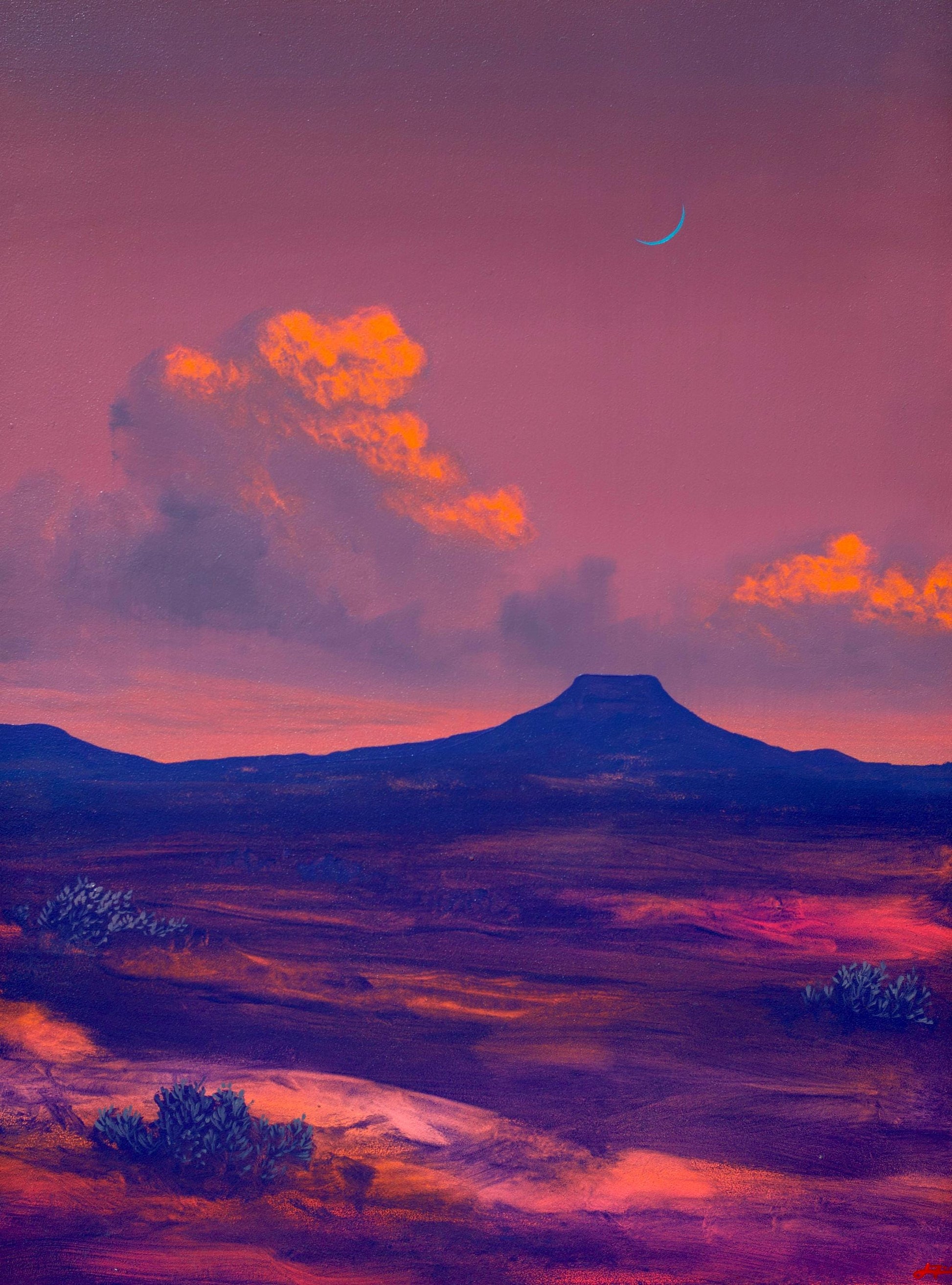Cerro Pedernal, April 2026 - 12" x 16", Original Southwestern Landscape Painting in Handmade Frame