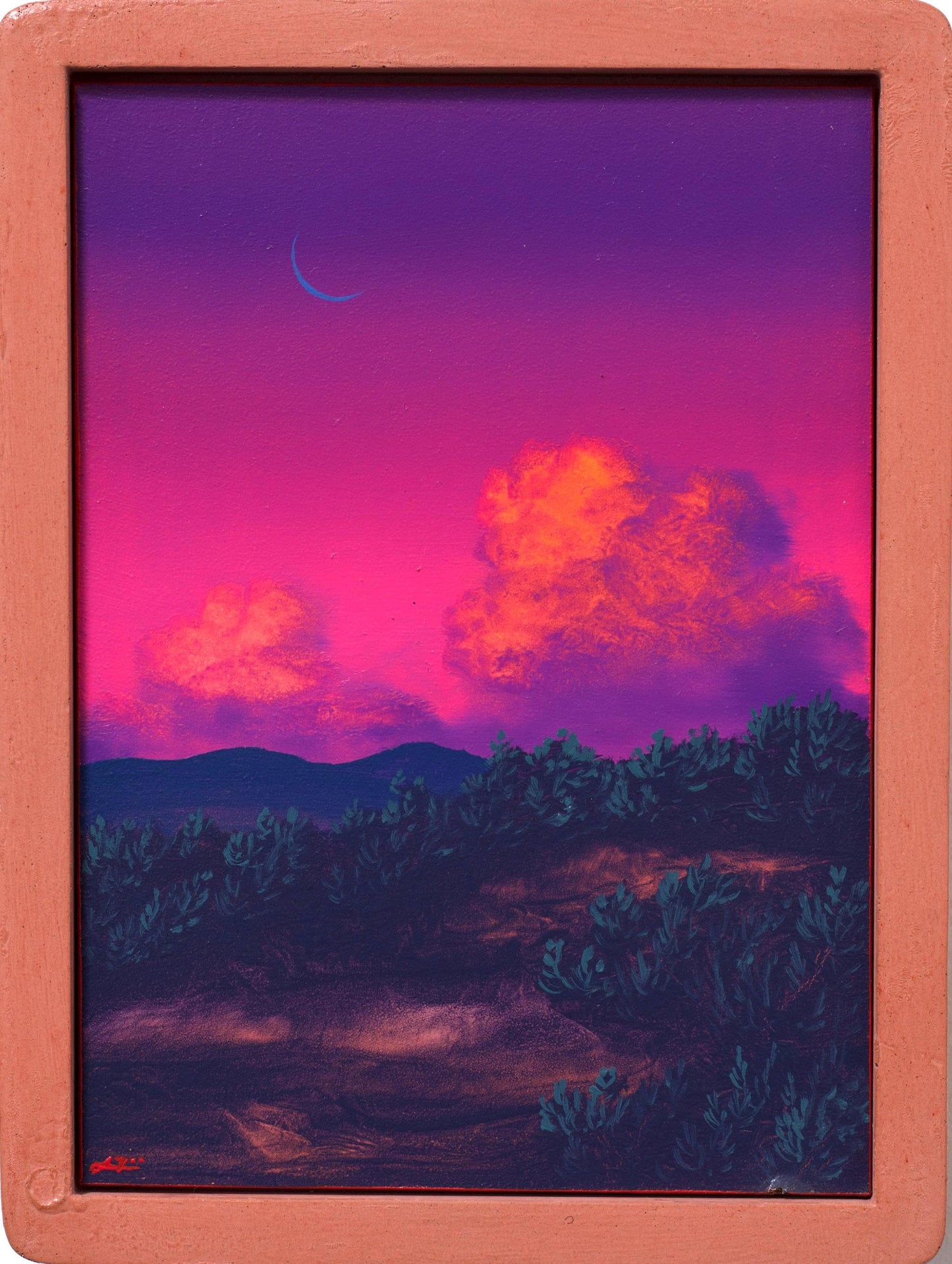 Picacho Peak Miniature, April 2026 - 5" x 7" Southwest Landscape Painting in Handmade Frame