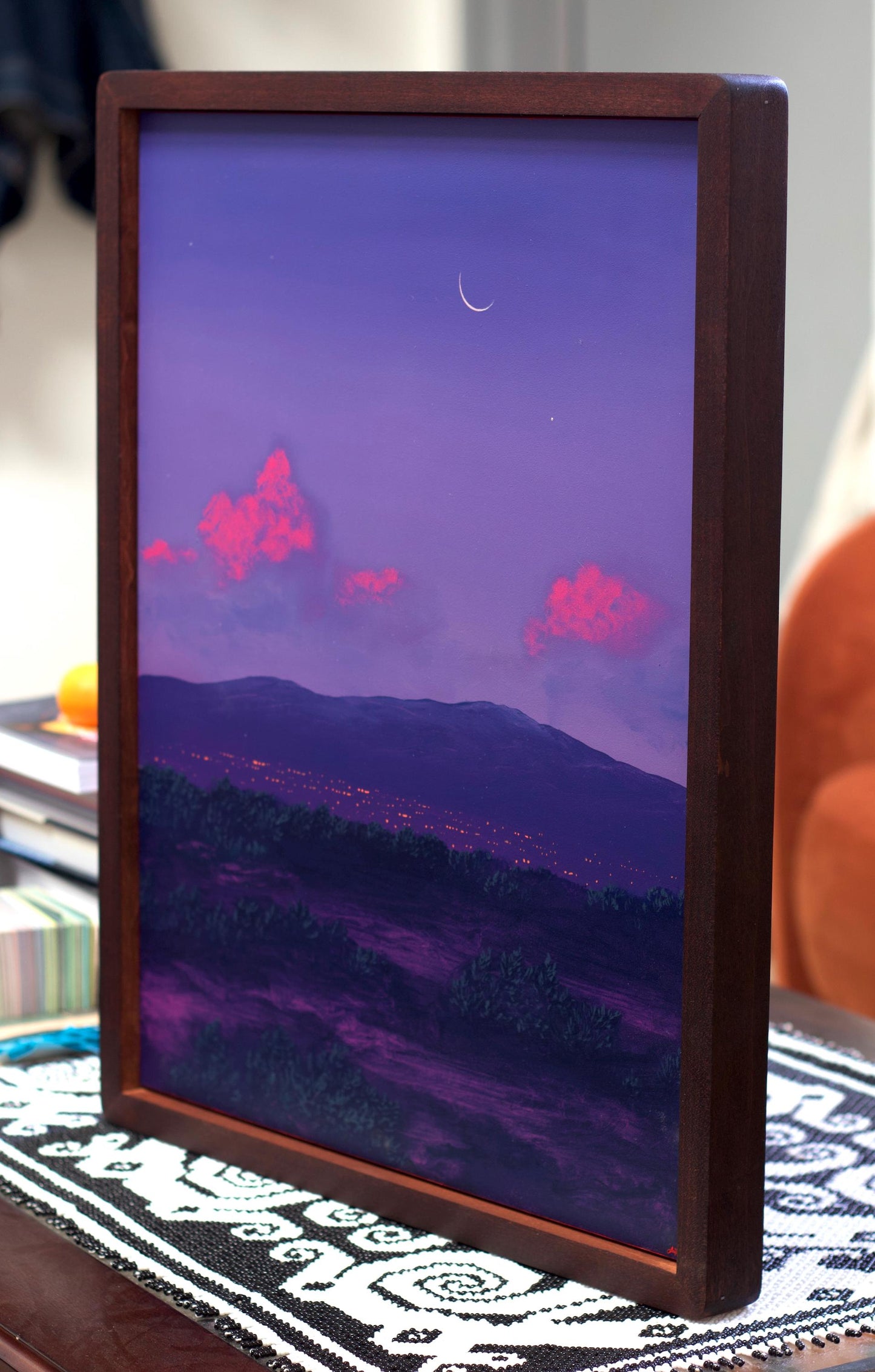Santa Fe Nocturne I, April 2026 - 16" x 20", Original Southwestern Landscape Painting in Handmade Frame