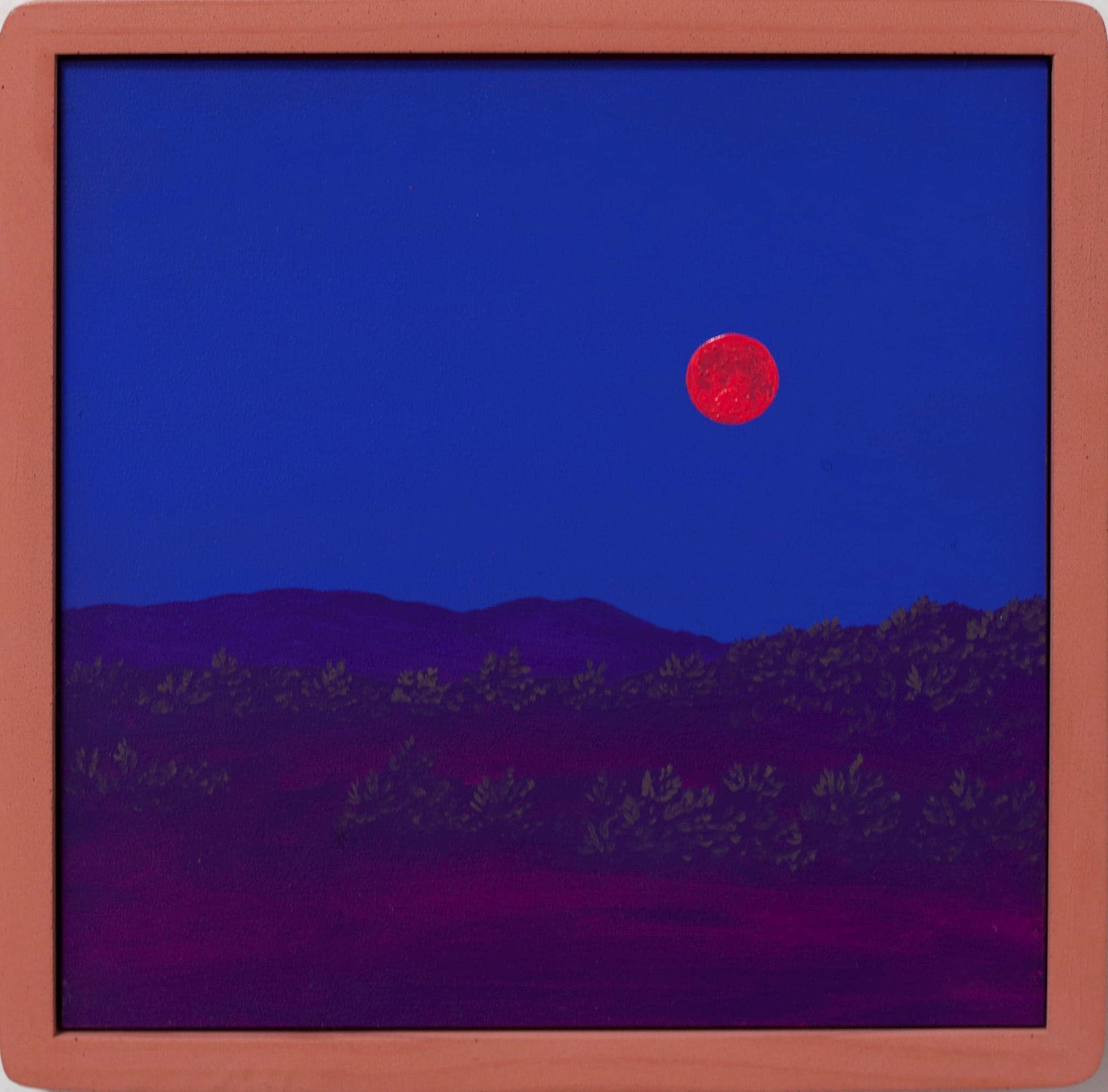 Atalaya w. Sun & Moon Mountains, April 2026 - 8" x 8", Original Southwestern Landscape Painting in Handmade Frame