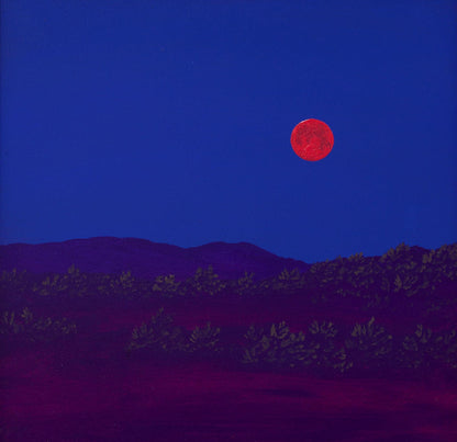 Atalaya w. Sun & Moon Mountains, April 2026 - 8" x 8", Original Southwestern Landscape Painting in Handmade Frame