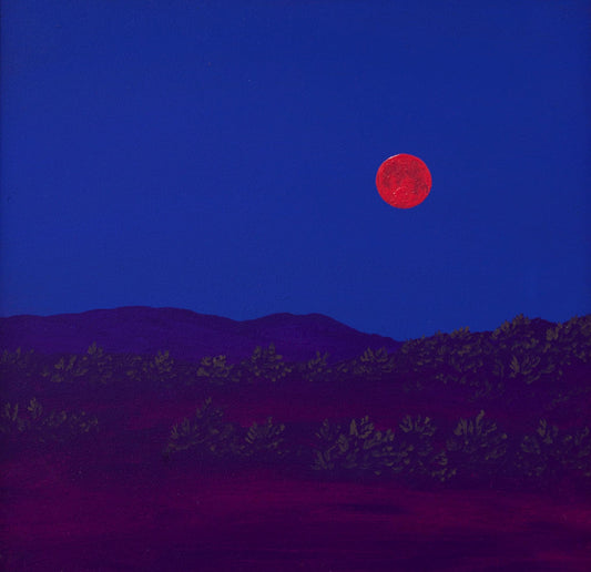 Atalaya w. Sun & Moon Mountains, April 2026 - 8" x 8", Original Southwestern Landscape Painting in Handmade Frame