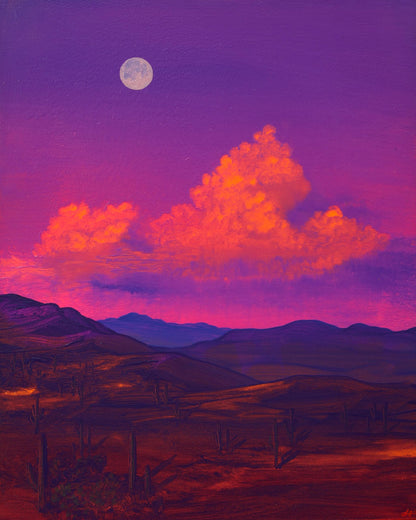 Saguaro National Park No.14 - 8" x 10", Original Southwestern Landscape Painting in Handmade Frame