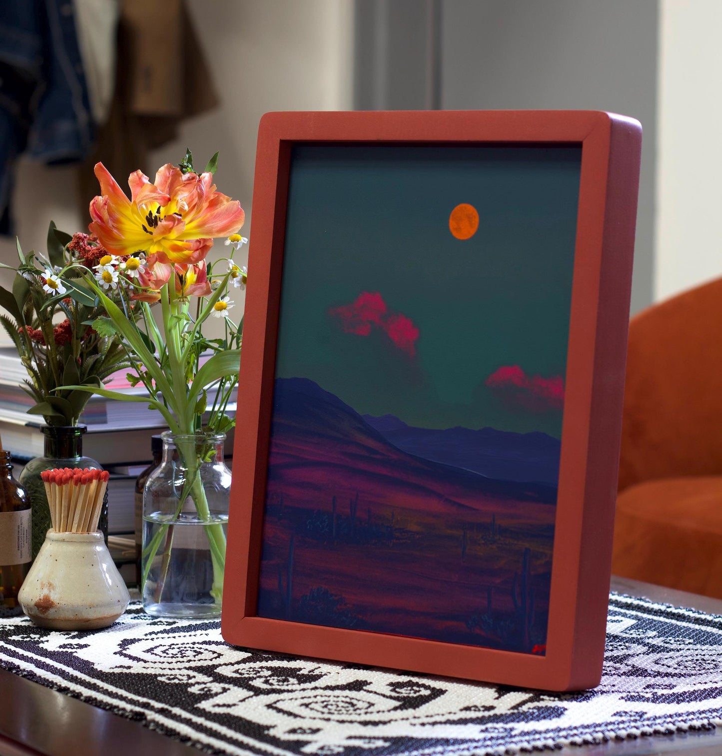 Saguaro National Park II, April 2026 - 9" x 12", Original Southwestern Landscape Painting in Handmade Frame