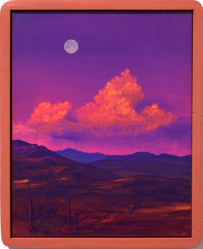 Saguaro National Park No.14 - 8" x 10", Original Southwestern Landscape Painting in Handmade Frame